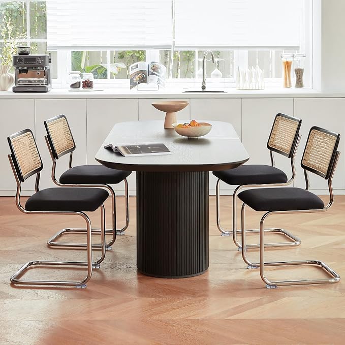 GrandNoor Rattan Dining Chairs Set, Wooden Mid Century Modern Dining Room Chairs - Image 3