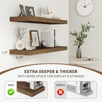Acovy 32 Inch Floating Shelves, 3D Textured Wood Grain, Wooden Shelves - Image 5