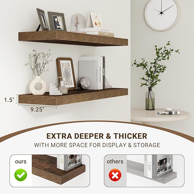 Acovy 48 Inch Floating Shelves, Wooden Shelves - Image 4