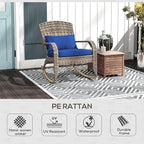 Outsunny Outdoor Wicker Adirondack Rocking Chair, Patio Rattan Rocker Chair - Image 7