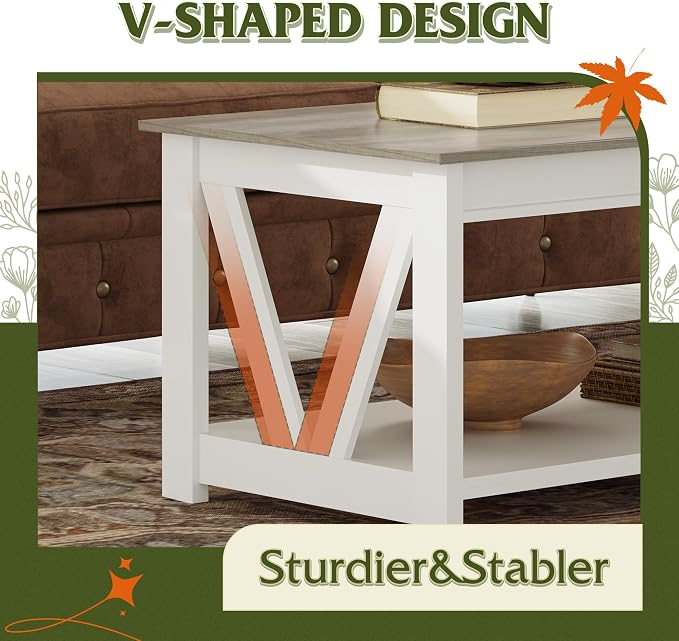 WLIVE Farmhouse Coffee Table, Modern Center Table - Image 4