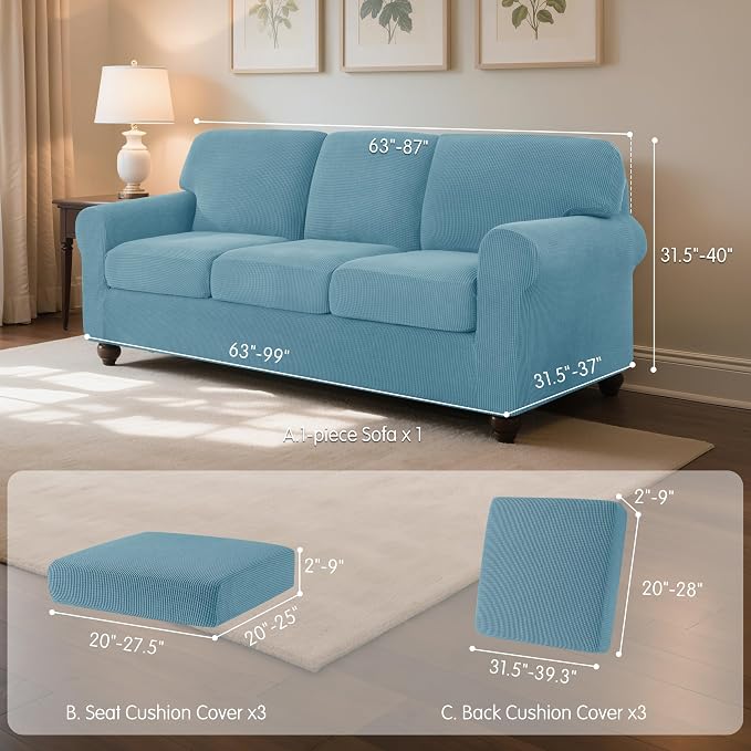 SUBRTEX 7 Pieces Stretch Sofa Slipcover, Couch Cover - Image 3