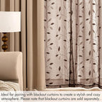 MIULEE Chocolate Brown Sheer Curtains 2 Panels Leaf Patterned, W52 x L96 | - Image 7