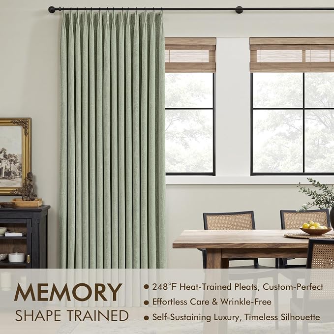 MIULEE Sage Green Pinch Pleated 100% Blackout Linen Curtains 40x84 Inches | - Image 3