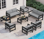 SERWALL 8 Pieces HDPE Outdoor Conversation Sofa Set by SERWALL