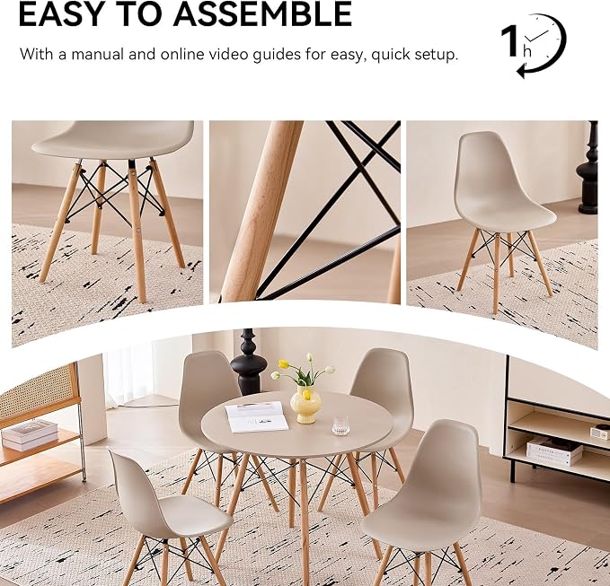 5-Piece Round Dining Table Set, Small 35.5" Kitchen Table Chairs Set of 4 Space - Image 7