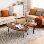 Garvee Nesting Coffee Table Set of 2, 2-Piece Walnut Coffee Tables, Mid Century - Image 2