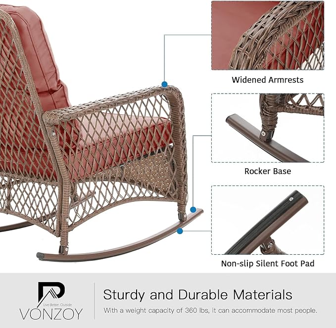 Patio Furniture Set 3 Pieces, Rocking Bistro Set - Image 4