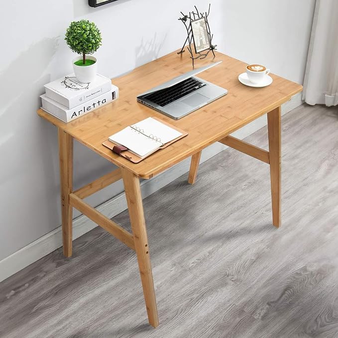 Nnewvante Writing Computer Desk 31.5" Bamboo Home Office Table by Nnewvante