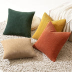 MIULEE Fall Corduroy Decorative Throw Pillow Covers Green-Rust 18x18 | Set of 4 - Image 4