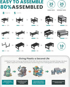 SERWALL 8 Pieces HDPE Outdoor Conversation Sofa Set - Image 7