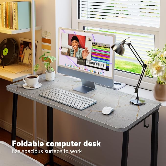 WOHOMO Folding Desk, Small Writing Desk 39.4", Space-Saving Foldable Laptop - Image 3