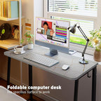 WOHOMO Folding Desk, Small Writing Desk 39.4", Space-Saving Foldable Laptop - Image 3