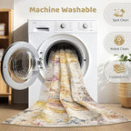 LOONGRUG 4x6 Area Rug Machine Washable Neutral Modern Rugs Gold Colorful | - Image 2