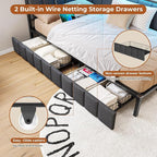 DICTAC Corner Bed Frame with 2 Storage Drawers and Charging Station Twin XL - Image 4