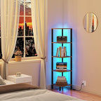 TUTOTAK Corner Shelf with LED Light, 5-Tier Corner Bookshelf - Image 6