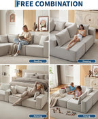 Corduroy Modular L Shape Sofa, Cloud Feel Compressed Sectional Couch - Image 3