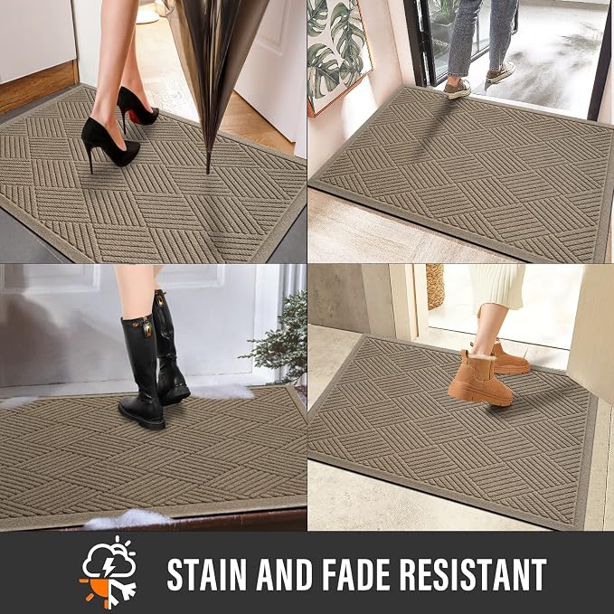 Sturdy Front Door Mat, Absorbent Muddy Dirt Resist Welcome Door Mats Outdoor - Image 4