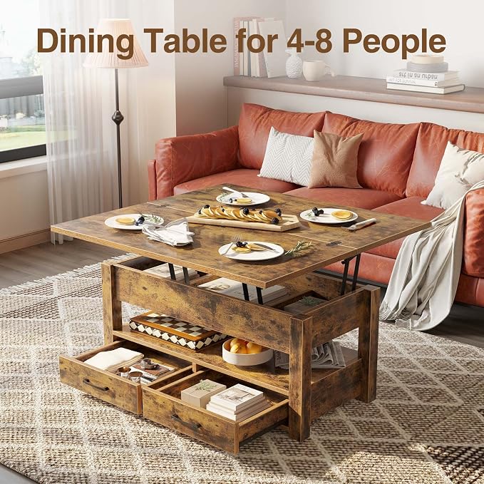 Rolanstar Coffee Table Lift Top, Converts to Dining Table - Image 4