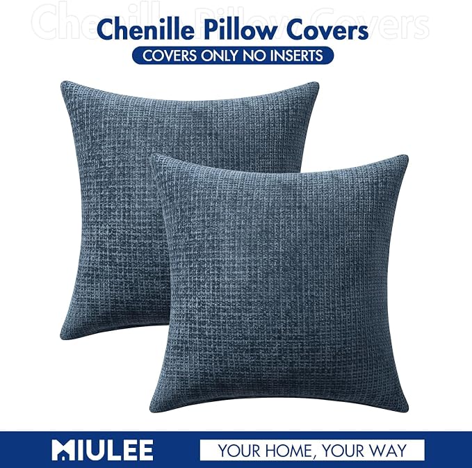 MIULEE Decorative Couch Throw Pillow Covers 18x18 Inch Navy Blue 2 Pack | - Image 7