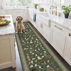 Dark Green Floral Hallway Runner Rug 2x8 - Image 6