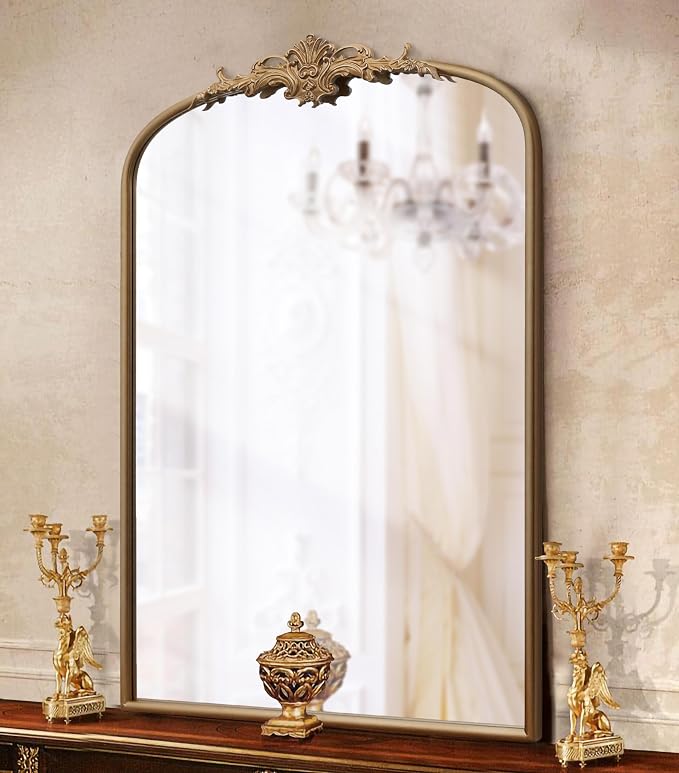 Besdomus Antique Gold Arched Mirror: 24"x36" French Large Arch Gold Vintage - Image 3