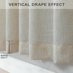 Pitalk Living Room Curtains 105 Inch Length 2 Panels Set Back Tab Beige Linen - Image 6