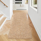 Beige Runner Rug for Bedroom 2x5ft Fluffy Area Rug Bedside Runner Rug for Kids - Image 2