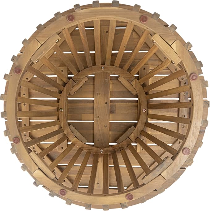 Merax Patio Outdoor Acacia Wood Round Coffee Table - Image 5