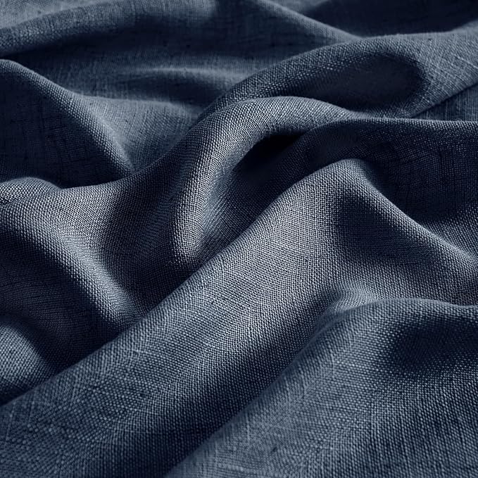 MIULEE Navy Blue Linen Curtains 52x72 Inch 2 Panels - Image 4