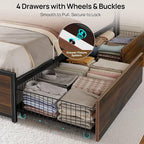 Rolanstar Queen Bed Frame with 4 Storage Drawers, Charging Station and LED - Image 4