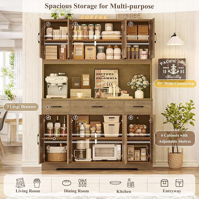 HOSTACK 71" Tall Pantry Cabinet - Image 5