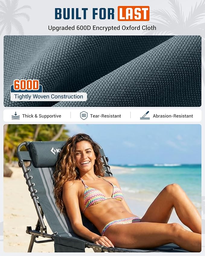 KingCamp Lounge Chair with face Hole, 400LBS Tanning Chairs - Image 9