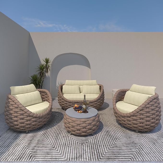 TWT Outdoor Patio Furniture Set-5 Pieces Aluminum Sectional Sofa, Metal Patio - Image 8