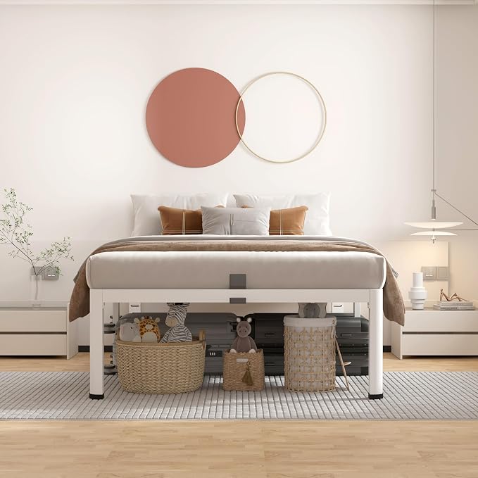 ROIL 14 Inch White Twin Size Bed Frame - Image 3