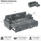 Ihanherry 81-inch Corduroy Modular Sectional Sofa Bed - Image 2