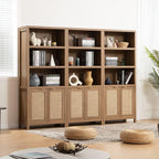 SICOTAS Bookcase 71" Tall Bookshelf 5 Tier Rattan Boho Bookcase - Image 9