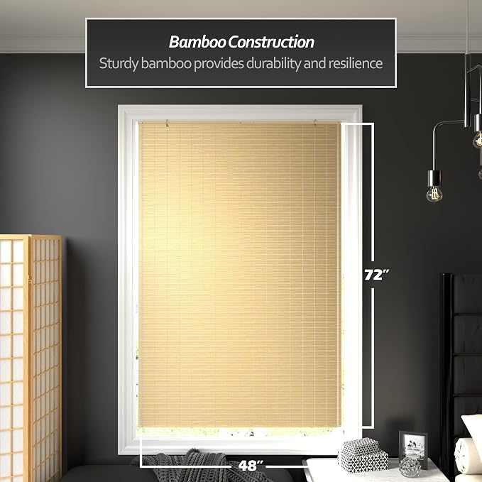 Red Lantern Bamboo Cordless Window Shade - Image 2
