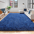 Amdrebio Navy Blue Shag Plush Area Rug 5x8 - Image 4