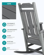 SERWALL Oversized Outdoor Rocking Chair Set of 2, All Weather Patio Rocking - Image 6