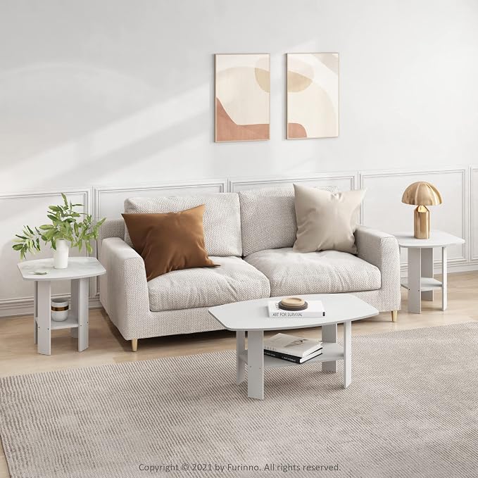 Furinno Simple Design Side Table Set of 2, 2-Tier Modern End Table - Image 4