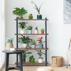 HCHQHS Bookshelf, 4-Tier Industrial Bookcase, Rustic Open Book Shelf, - Image 4