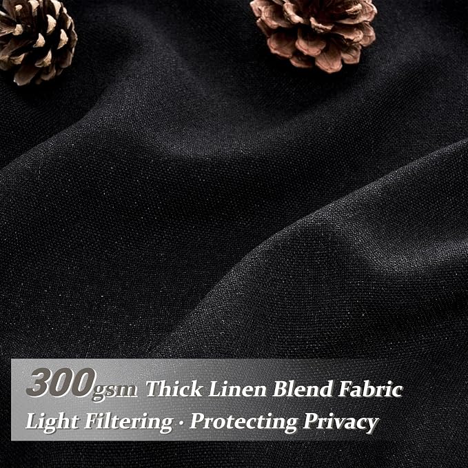 PleatedDrapes Light Filtering Black Linen 90 Inch Curtains - Image 3