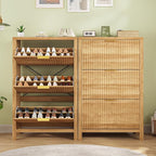 YOMILUVE Shoe Cabinet Storage for Entryway, Fluted Shoe Cabinet - Image 9