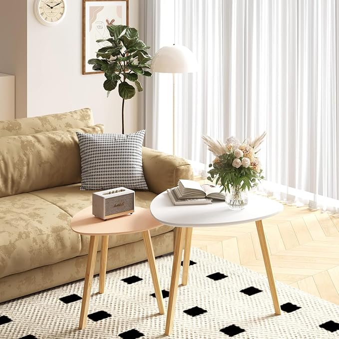BAMEOS Bamboo Nesting Triangle End Table - Image 4