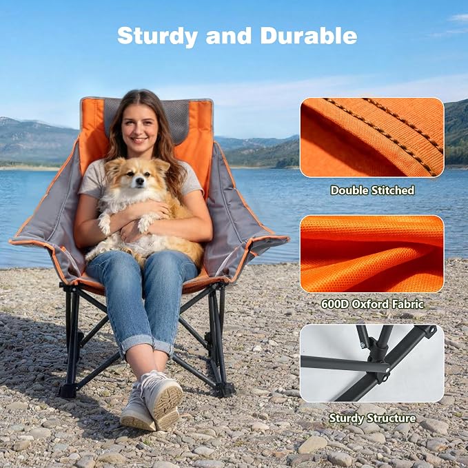 SUNNYFEEL Oversized Rocking Camping Chair 2 Pack, Fully Padded Patio Chair - Image 5