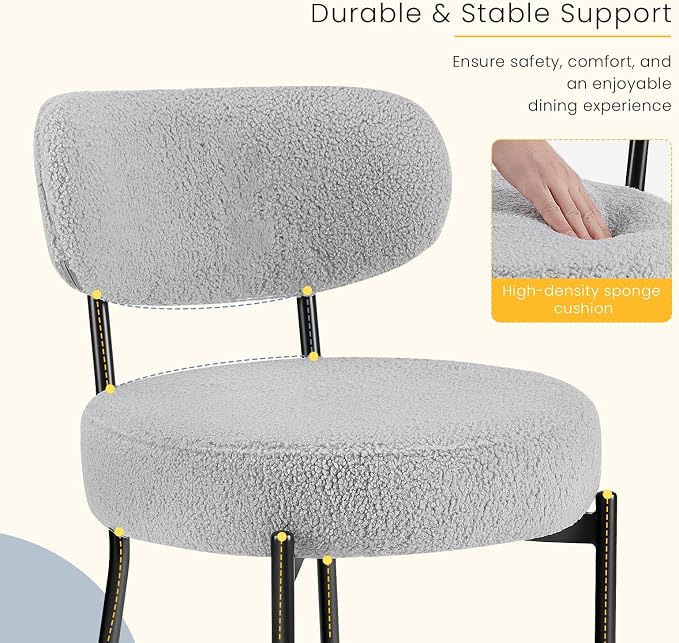 DUMOS Dining Chairs Set of 4, Mid Century Modern Chair Round Upholstered Curved - Image 3