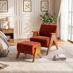 Linen Padded footstools Mid Century Modern Ottoman - Image 7