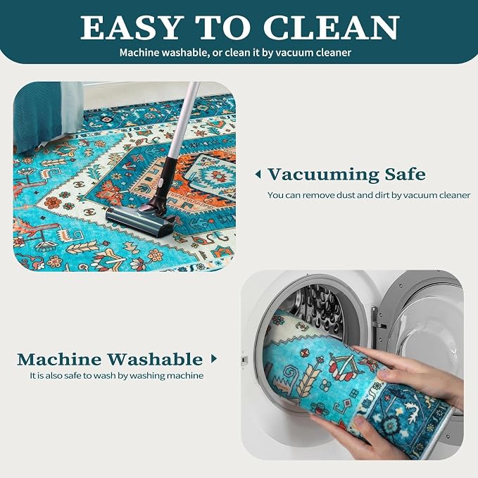 SERISSA 2x3 Washable Non Slip Boho Small Area Rug - Image 2