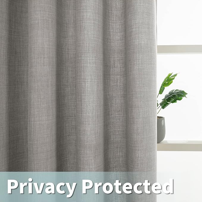 Grey Semi Sheer Linen Curtains 90 Inch Long - Image 4